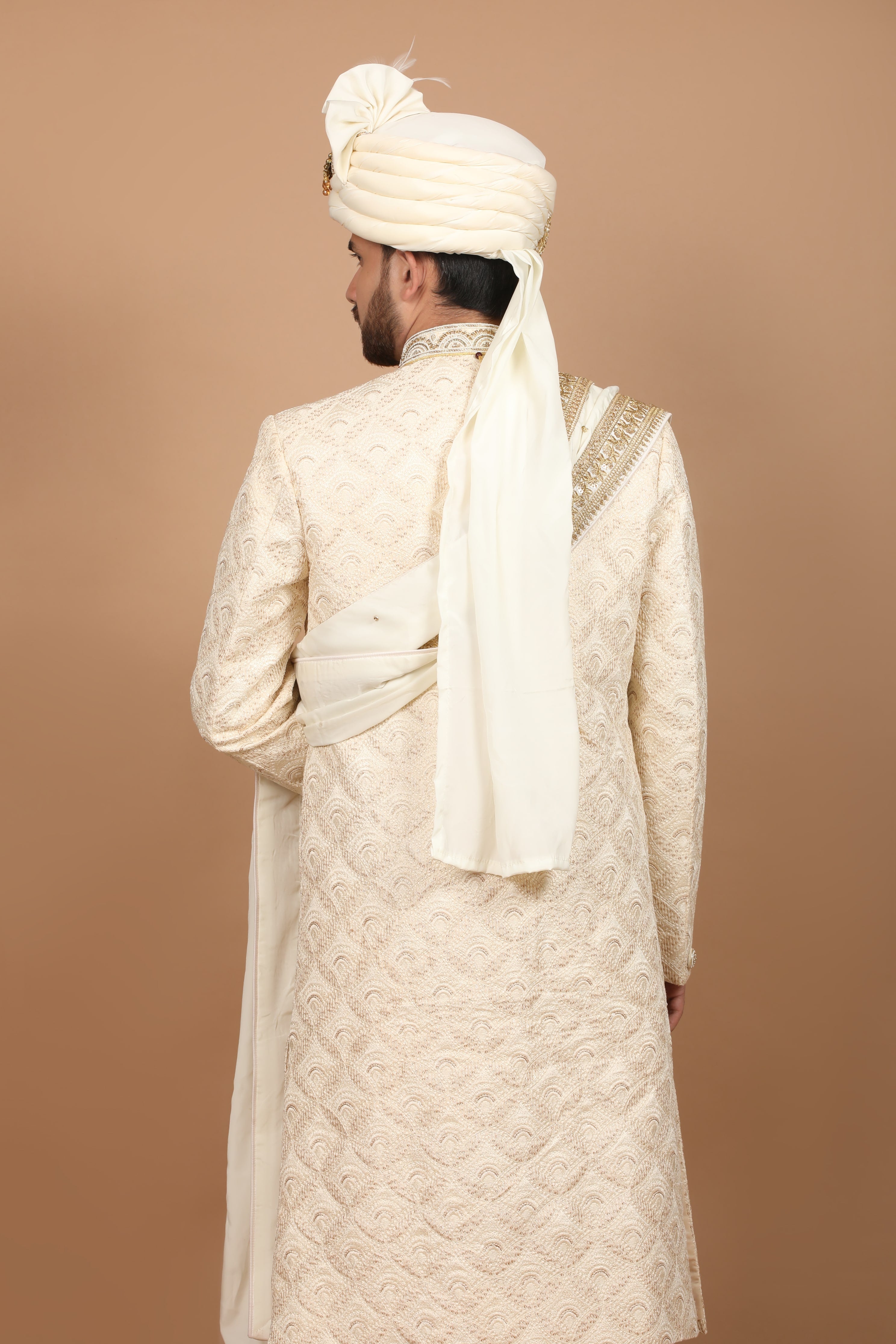 Rajwada Cream Silk Sherwani The Perfect Wedding Wear